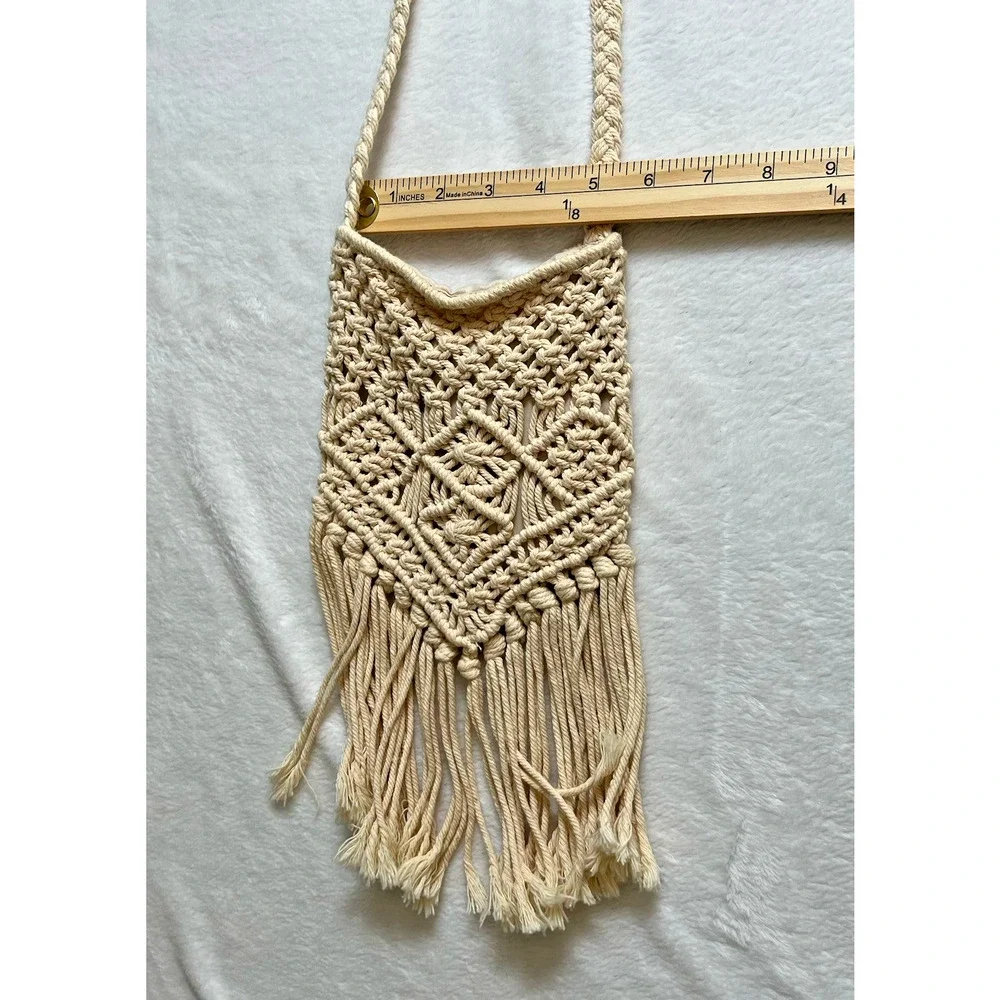 Unbranded Women’s Crochet Crossbody Bag Size OS Cream Boho Festival Beachy Artsy